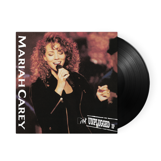 Vinyl record with Mariah Carey on the cover, featuring a microphone.